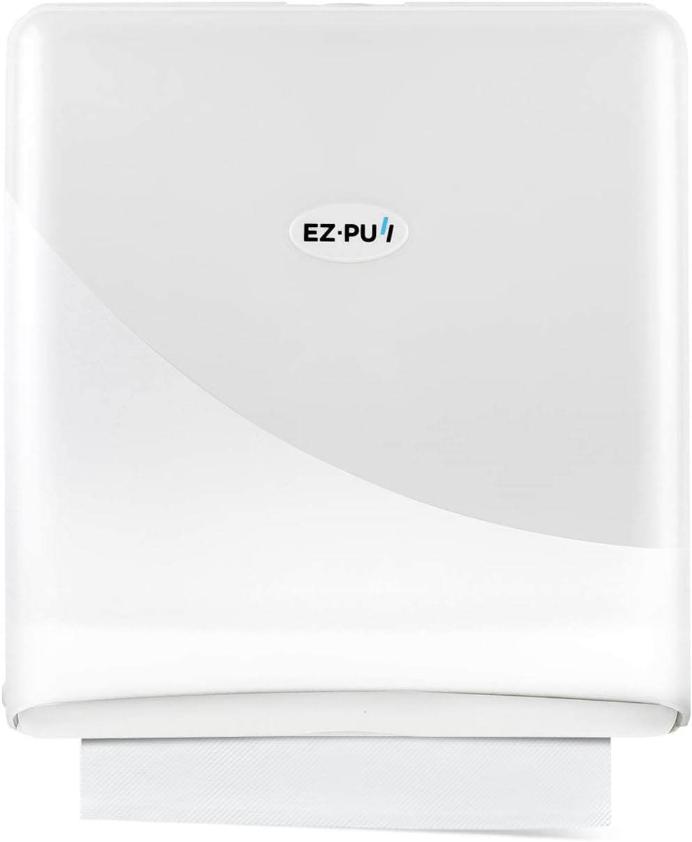 EZbrnd Wall Mount SLIMFOLD Hand Towel Dispenser for Kitchen/Washroom/Office/RV/Airbnb, Pearl White, 3210-EZ