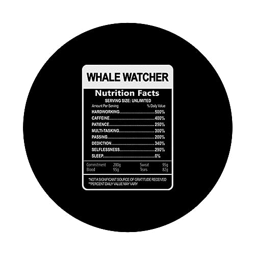 Whale watcher Nutrition Facts Sarcastic PopSockets Swappable PopGrip, Black - Image 3
