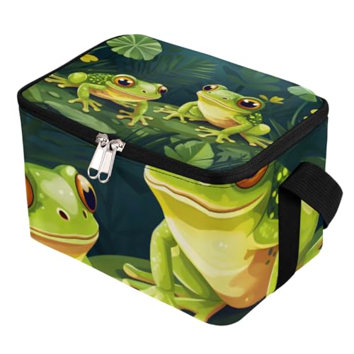 GzLeyigou Lunch Bags for Women Men 9 Cans,Frogs Hot & Cold Food Delivery Bag Insulated Grocery Bag Insulated Lunch Box Lotus Leaf Cooler Bag for Office Work Picnic Beach