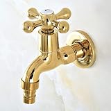 LFDHSF Waterfall Tap Gold Color Brass Bathroom Single Handle Washing Machine Faucet/Garden Water Tap