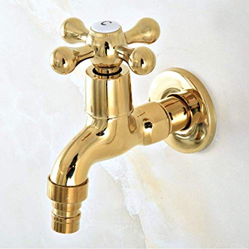 Lfdhsf Waterfall Tap Gold Color Brass Bathroom Single Handle Washing Machine Faucet/Garden Water Tap/Laundry Sink Water Taps #TOP25