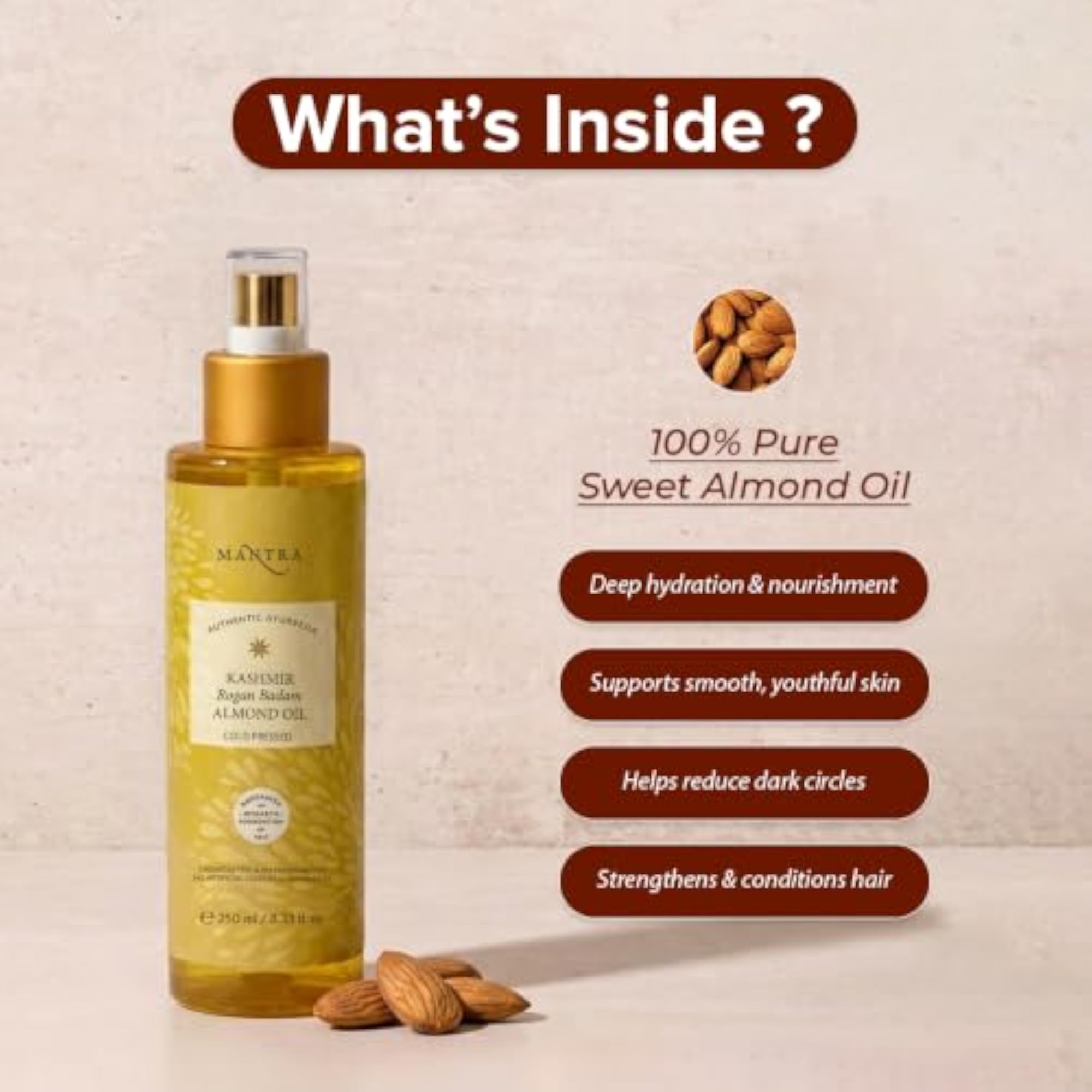 Authentic Ayurveda Kashmir Rogan Badam Almond Oil, 250 ml