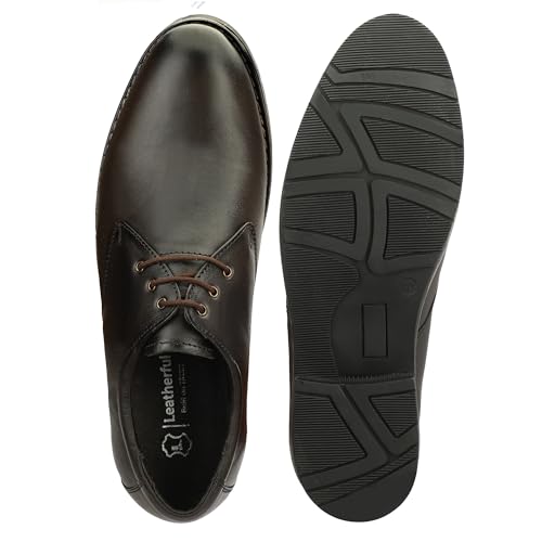Image of Leatherful Formal Lace-up Derby Shoes for Men | Full Grain Leather | TPR Sole & Nappa Lining | Office, Party, All Occassion | Genuine Leather | Smart Casual - YKDB020BL1S-06