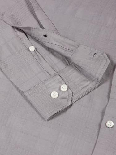 Image of Thomas Scott Men's | Self-Design | Full Sleeve | Slim Fit | Poly Cotton | Spread Collar | Casual Shirt