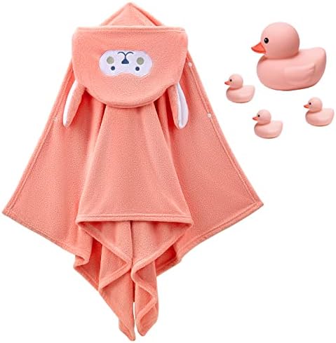 ode to thee Hooded Baby Bath Towel, Ultra Soft Baby Towels for Infants, Toddler, Boys, Girls, with 4 Baby Bath Duck Toys