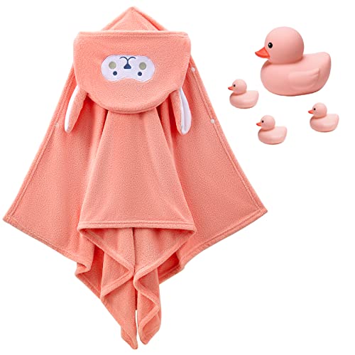 Ode To Thee Hooded Baby Bath Towel, Ultra Soft Baby Towels For Infants, Toddler, Boys, Girls, With 4 Baby Bath Duck Toys #TOP1