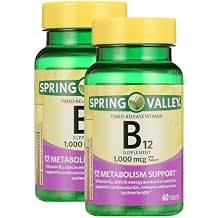 Vitamin B12 1000 mcg Timed-Release 60 Tablets, B12 Vitamins for Women and Men, B12 Supplement for Energy and Metabolism Support, Gluten-Free Pack of 2