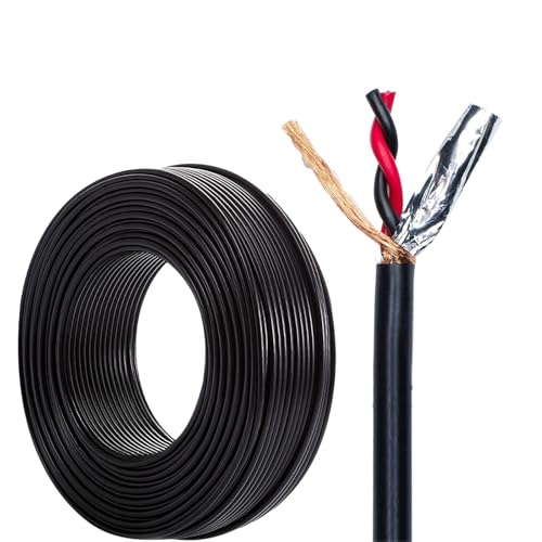 Cable De Par Trenzado Sólido Blindado De 2 Núcleos De Cobre Puro, Calibre 24/22/20/18/16/14, Revestido De PVC, Para Control Y Señal(15FT,16AWG-2C)