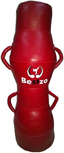 Bestzo MMA Punching Bag - Cylinder Shape Pound/Floor Striking -Synthetic Leather-Red
