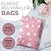Shop4Mailers 10 x 13 Glossy Light Pink and White Stars Decorative Plastic Poly Mailer Bags Waterproof Shipping Mailing Envelope 2 Mil – Permanent Adhesive Seal (100 Pack, L. Pink)
