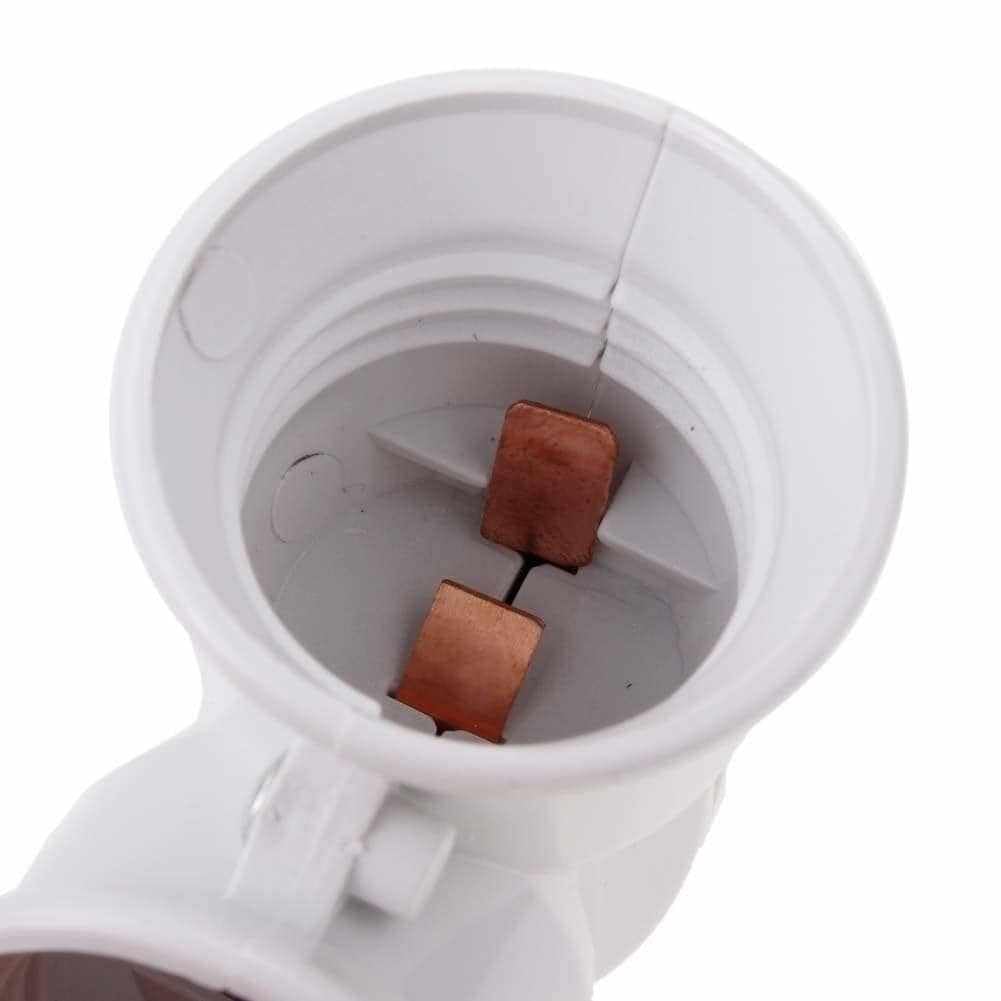 TECHZOCO Casquillo de bombilla divisor E27, Adaptador Bombilla divisor de 2 vías, Casquillo para lámparas doble, Divisor de bombillas LED, Carga máxima por casquillo 15 W, IP20, 2 Bombillas en 1