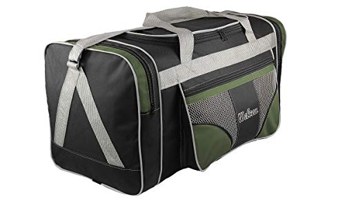 Bolsa Mala De Viagem Grande 112l Alças De Mão E Ombro (Preto/Verde-Musgo)