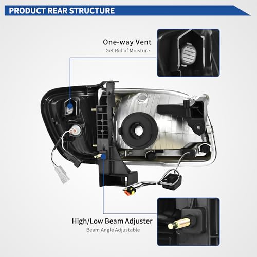 Image of OEDRO Headlight Assembly Compatible with 2001 2002 2003 2004 Tacoma Headlamp with Amber Reflector Clear Lens Black Housing