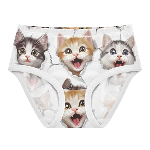 Cotton Girls Underwear Toddler Cute Kitten Faces White Little Girl Panties Personalized Kids Undies Briefs 2t