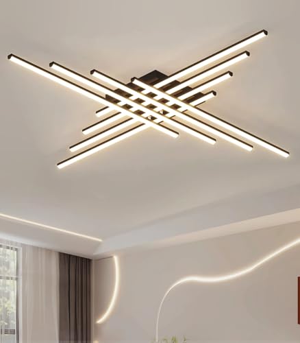Plafonnier LED moderne 8 têtes dimmable avec télécommande pour salon