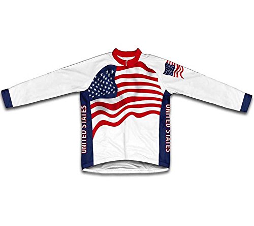 United States Flag Long Sleeve Cycling Jersey for Men - Size 4XL