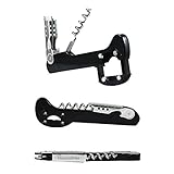 Houseables Boomerang Wine Opener, Corkscrew, 5 1/4”, Black, Cork Screw, No Blade, Foil Cutter, 3 in 1, for Waiters, Servers, Sommelier, Restaurant, Open Bottles, Beer, Multi Use, Compact