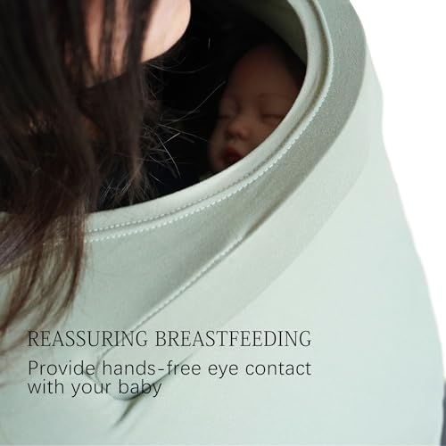 MairMore Nursing Covers for Breastfeeding, Breathable & Soft Privacy Feeding Covers 360 Degree Full Nursing Poncho for Baby and Mom with Removable Neckline (Green) - Thumbnail 3