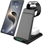 Wireless Charging Station for Samsung Devices, ADADPU 3 in 1 Charger Stand for Galaxy S26 S25 S24 S23 Ultra S22 S21 Z Flip Fold 4, Fast Charger Dock for Galaxy Watch 6/5/4/3/Pro, Buds
