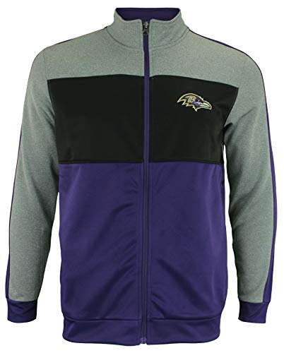 Outerstuff NFL Youth Boys (8-20) Performance Full Zip Stripe Jacket, Baltimore Ravens X-Large (20)