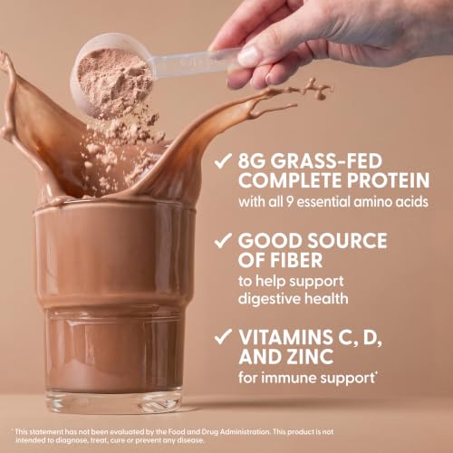 Image of Orgain Kids 8g Grass-Fed Dairy Protein Powder, Chocolate Brownie, 1lb | Powder shake mix, 4g fiber, 23 vitamins & minerals, gluten free, no soy, adds nutritents to snacks, for shakes & smoothies