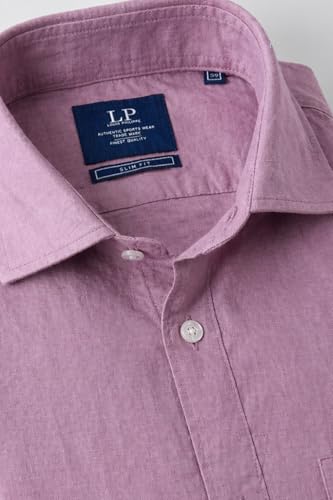 Image of Louis Philippe Men's Linen Blend Solid Shirt with Soft Handfeel & Naturally Antibacterial Finish - Holiday Wear