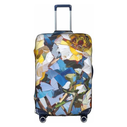 yellow and white flower Elastic Travel Luggage Cover Travel Suitcase Protective Cover