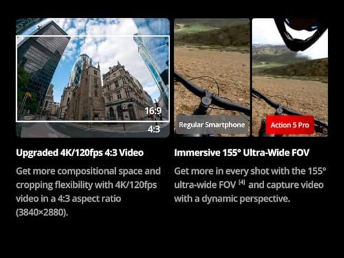 Image of DJ I Osmo Action 5 Pro Standard Combo 4K 120fps Waterproof Action Camera 1 /1.3 Inch Sensor Dual OLED Touchscreen Stabilization Subject Tracking for Sports Vlogging Travel