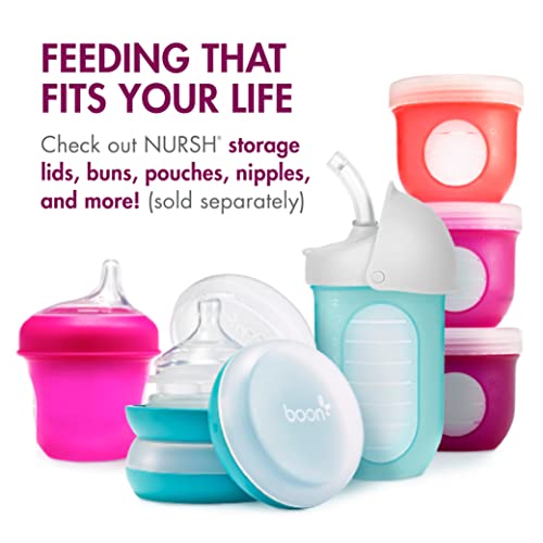 Boon Nursh Reusable Silicone Baby Bottles With Collapsible Silicone Pouch Design — Everyday Baby Essentials — 3 Count — Stage 2 Medium Flow — 8 Oz — Metallic #TOP5