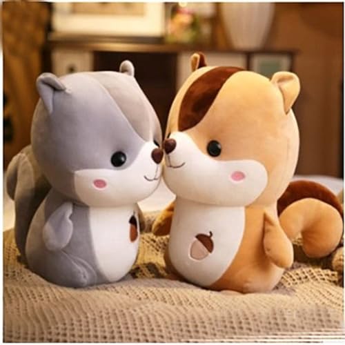 Image of Chubby Brown Squirrel Soft Toy, Set of 2 Cute Chipmunk Plush Teddy Stuffed Animal for Girls, Boys Kids, Birthday Gift, Nursery, Room Decor - 25 cm