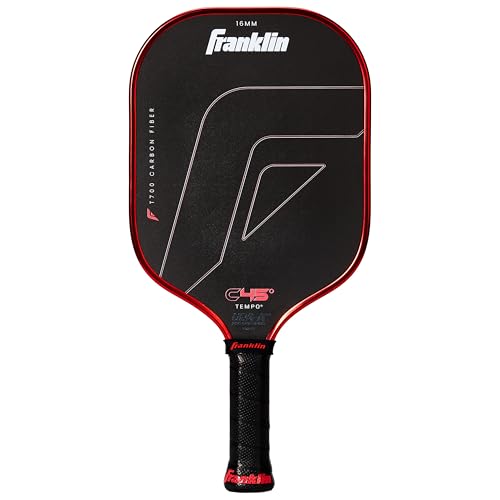 Franklin Sports PRO Pickleball Paddles C45 Carbon Fiber Series - Official USAP + UPA Approved Pickleball Paddle Traditional Pro Player Design Tempo - 16mm Polymer Core - Red