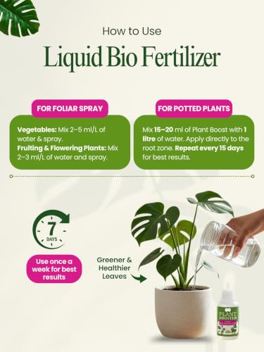 Image of Bombay Greens Organic Plant Booster Liquid Bio Food for Plants | Natural Plant Growth Booster for Indoor & Outdoor Plants, Home Garden, Flowering & Vegetable Plants - 50ml, Pack of 2