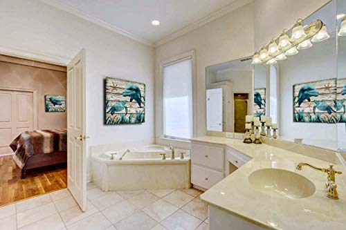 Bathroom Wall Decor Ocean Sea Wall Art Green Turtle And Dolphin Pictures Artwork Painting Ocean Decor Canvas Prints Nautical Bathroom Art Pictures Canvas Wall Art Decor Canvas Framed Prints Bedroom Ready To Hang 12 X 18Inch. #TOP2