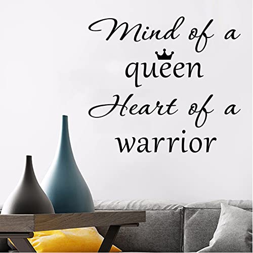 Vinyl Wall Art Decal Mind Of A Queen Heart Of A Warrior Motivational Feminism Quote Sticker Removable Diy Vinyl Wall Art Murals Decor For Woman Home Office Bedroom Living Room Decor #TOP2
