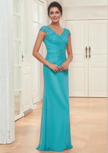 Mother of The Bride Dress Chiffon Lace Applique Mermaid Formal Wedding Guest Dress with Cap Sleeve2