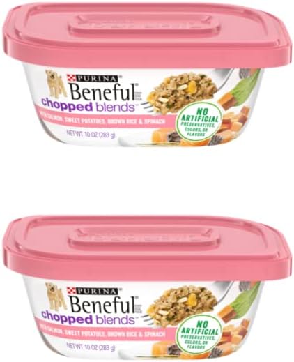 Miniatura 2 de Beneful Chopped Blends Wet Dog Food 10 oz Tub Bundle 4 Flavors 2 of Each Flavors Total of 8 tub with Healthier Paws Sticker