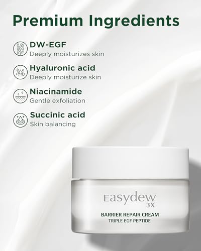 EASYDEW Barrier Repair Cream - Intense Hydration and Skin Barrier Restoration Face Moisturizer for Damaged and Irritated Skin with Cica, Hyluronic Acid, Collagen, 1.01 fl.oz