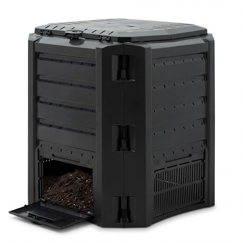 DEUBA® Compostiera 380L Compostaggio Veloce 72x72x83cm Composter Rapido Resistente alle Intemperie