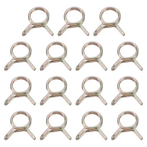 sourcing map 15 fascette stringitubo a molla a doppio filo, diametro interno 7 mm, diametro interno 7-8 mm, clip per tubo del carburante in silicone, colore zinco