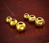 24K Pure Gold Round Spacer Beads for Bracelet Necklace Jewelry Making One Bead Luxury Gold (5mm, 1 Piece, B, Vintage)