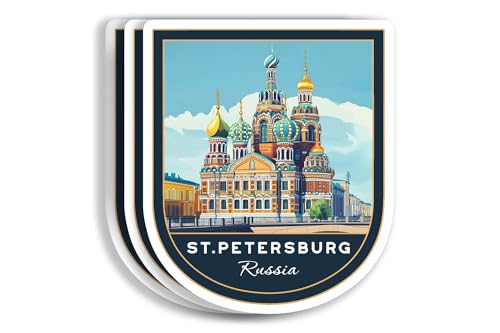 (3 Pcs 3X3) St.Petersburg Russia Stickers - St.Petersburg Travel Sticker - Russia Travel Gift - St.Petersburg Souvenir - Decals for Luggage - Suitcase - Scrapbook - Laptop - Water Bottle