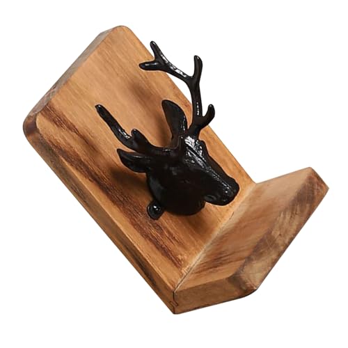SAFIGLE Vintage Soporte para Libros de Madera con Diseño de Cabeza de Ciervo Organizador Decorativo Antideslizante para Escritorio para Oficina y Estanterías de Estilo Rústico y Nórdico