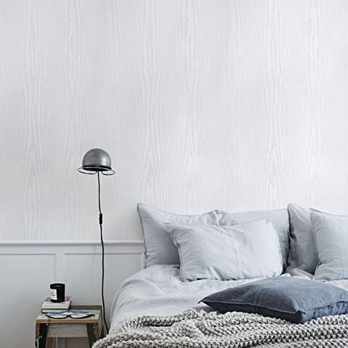 White Sticky Back Plastic Roll Wood Self Adhesive Wallpaper Vinyl Film Wrap Peel and Stick wallpaper 30cm X 200cm for Decorative Kitchen Worktop Wall Table Furniture Stickers Christmas Decorations