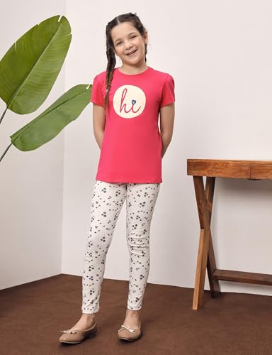 Image of Amazon Brand - Symbol Girl's Cotton Ribbed Stretchable Leggings | Ankle Length | Aged 2-14 Years