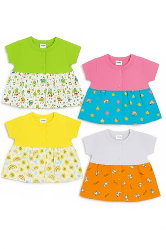 Image of Baby Girl Cotton Frock Dress Half Sleeves Knee Length fit and Flare Frock jhabla Regular fit top