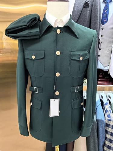 Men's Suit 2 Piece Solid Chinese Suits Single Breasted Mandarin Traditional Stand Collar Mens Suit3