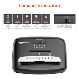 Amazon Basics distruggi documenti da 8 fogli (nuovo modello) a micro Taglio a frammenti microscopici, distrugge anche CD e carte di credito, Nero