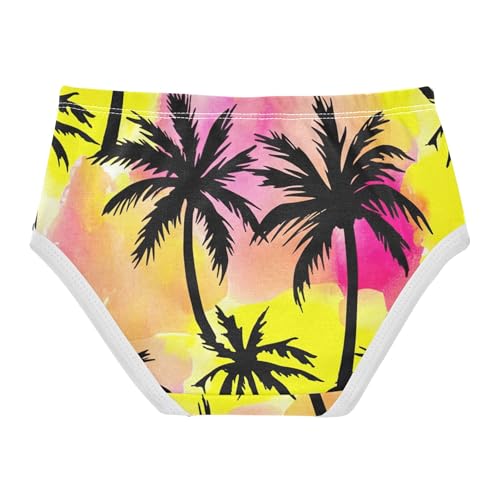 Black Palm Trees Watercolor Yellow Cute Panties Girl Toddler Girls Underwear Cotton Animals Underpants Briefs 2t2