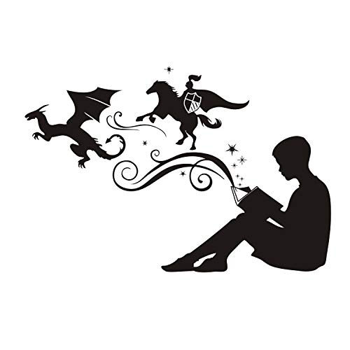 Juruoxin Boy Reading Magic Books Wall Decal Art Vinyl Sticker For Kids Study Room Decoration Bedroom Design Ymx47 (Black, 57X38Cm) #TOP4