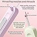 3 Pack Needle Threader, 2025 Upgraded Plug-in 2 in 1 Needle Threader Seam Ripper Tool, Stretchable Remover Tool for Hand Sewing, Knitting, Cross Stitch, Embroidery, Thread Removal (3color)